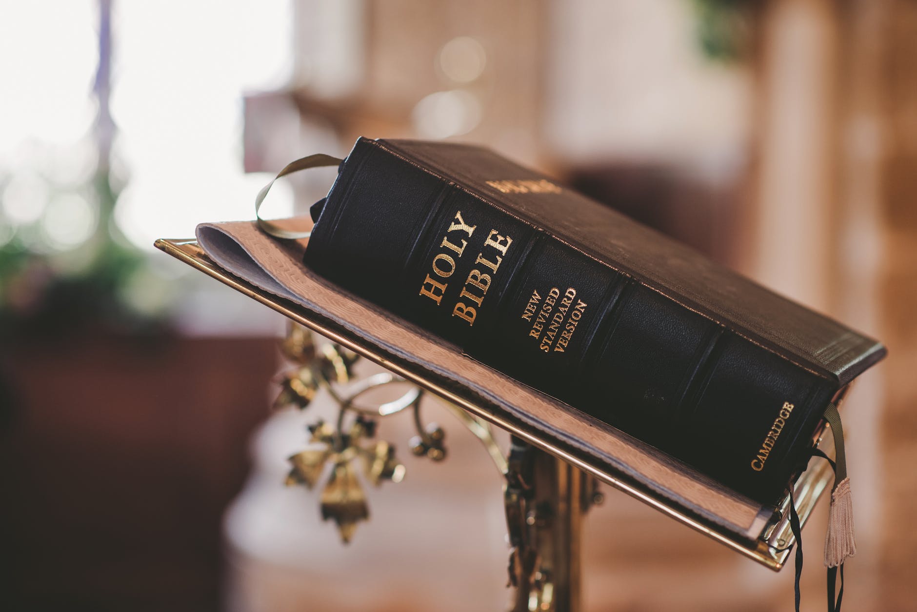 holy bible on stand